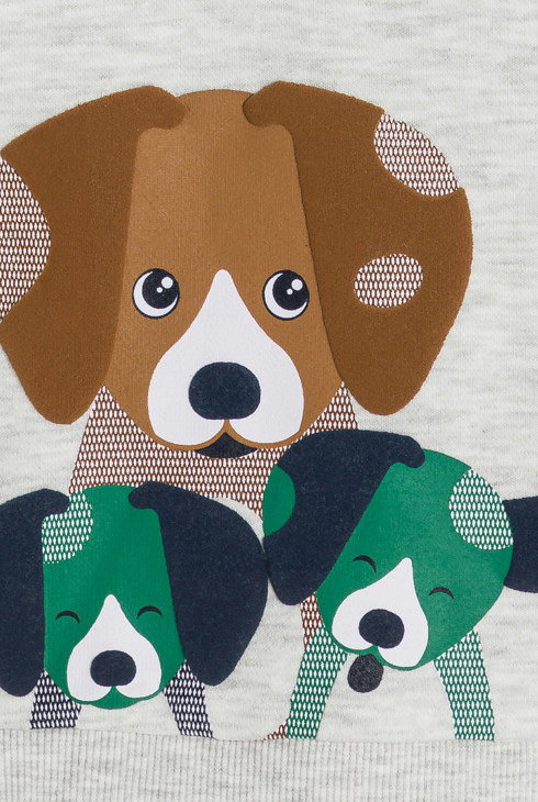 Sweat molleton chien gris bébé garçon