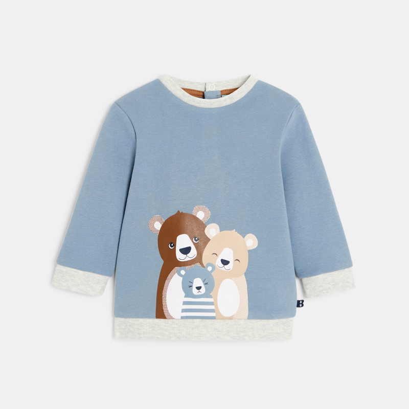 Blaues Molton-Sweatshirt mit Bärenmotiv Kleinkind Junge