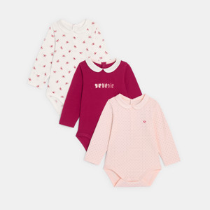 Langarm-Body Schmetterling rosa Kleinkind Mädchen (3er-Pack)