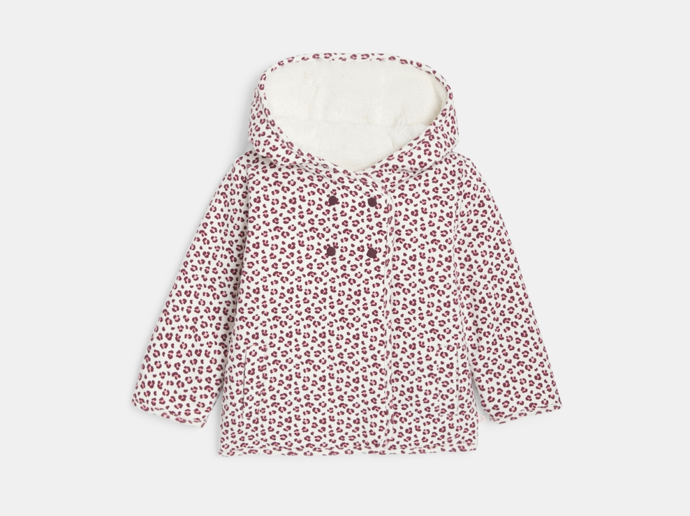 Manteau réversible moumoute rose bébé fille 1