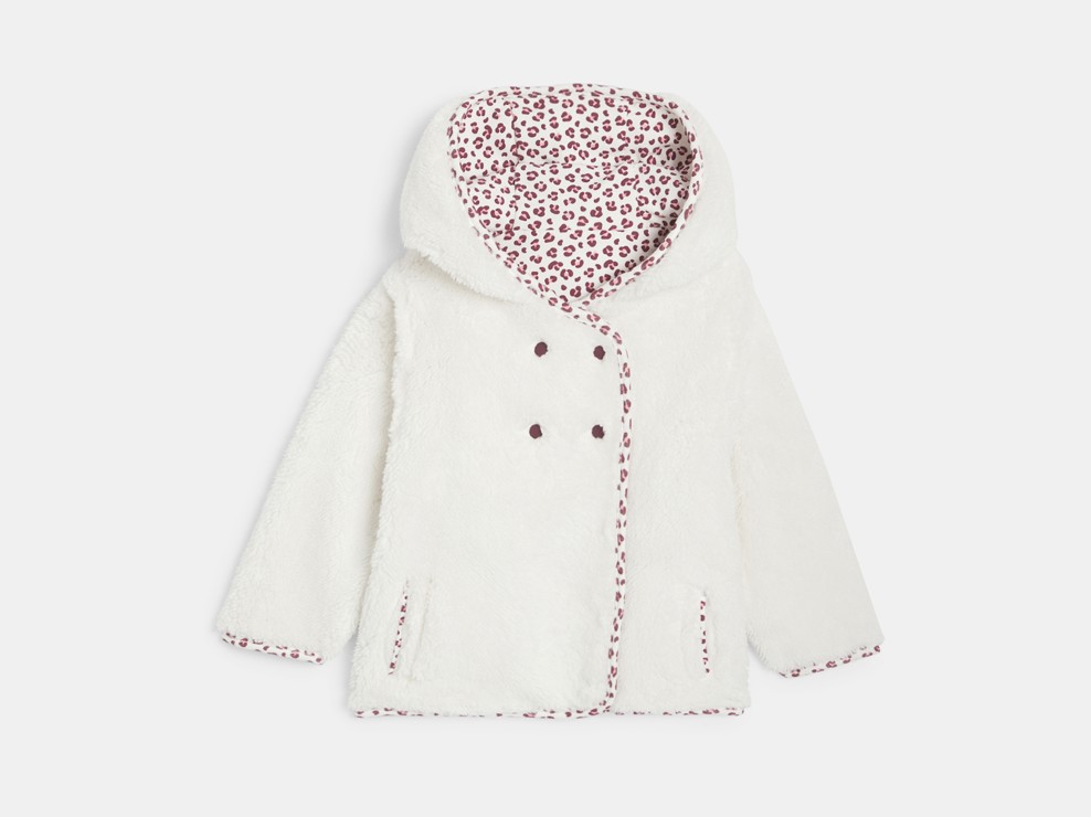Manteau réversible moumoute rose bébé fille 2