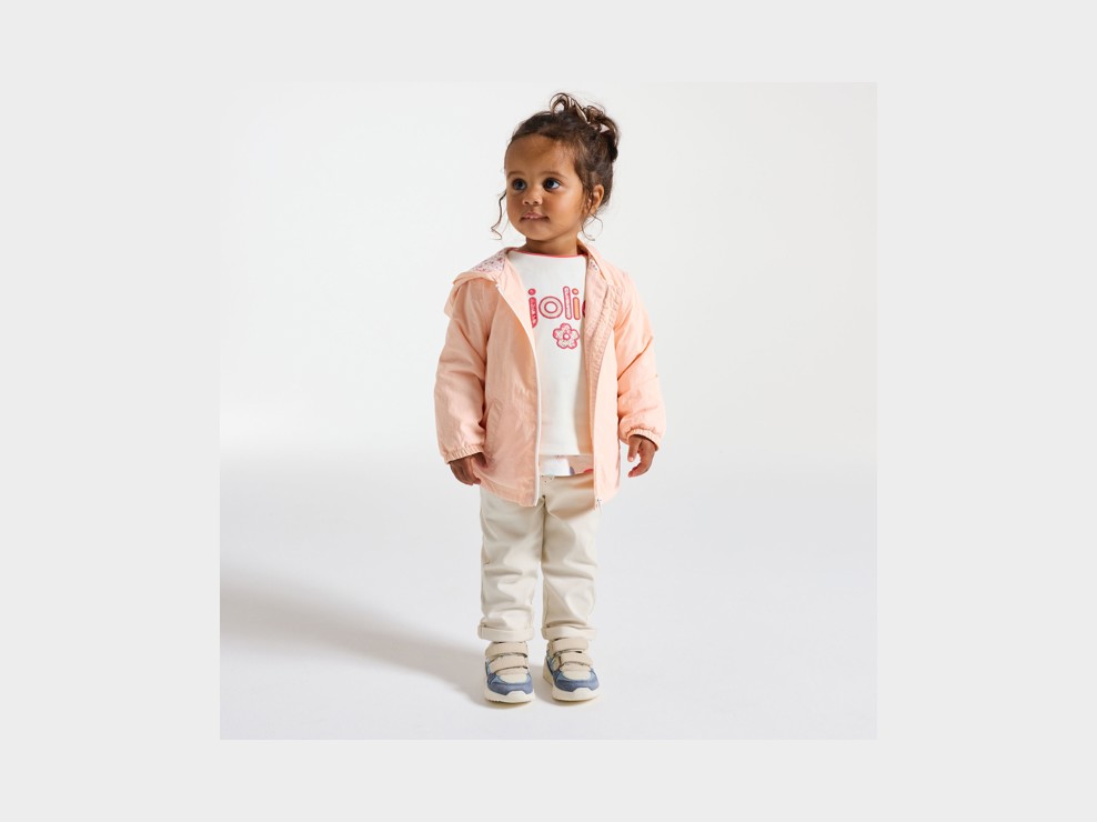 Blouson mit Kapuze blassrosa Kleinkind Mädchen 1