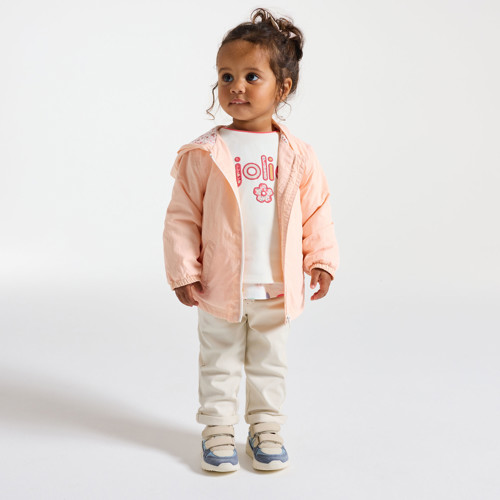 Blouson À Capuche Rose Pâle Bébé Fille - Orange Tres Clair - 6M - OBAIBI