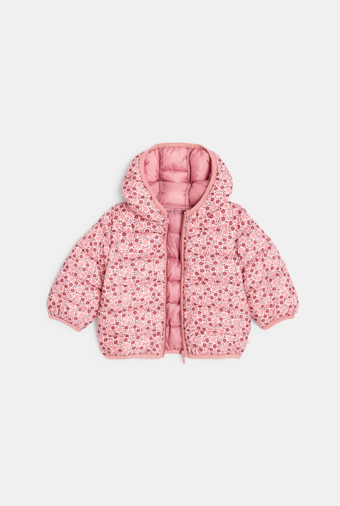 Doudoune matelassée fleurie rose bébé fille