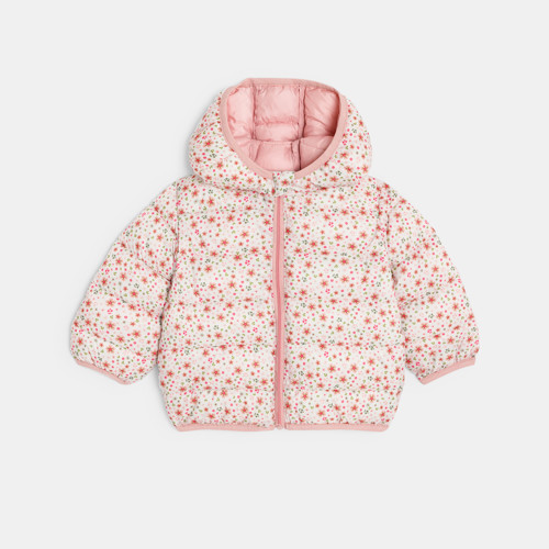 Doudoune Matelasée Fleurie Rose Bébé Fille - Rose Blush - 4A - OBAIBI