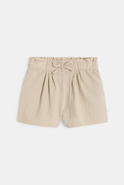 Short taille haute coton fantaisie beige bébé fille