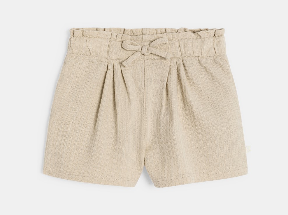 Pantalons curts cintura alta fantasia beix bebè nena 1