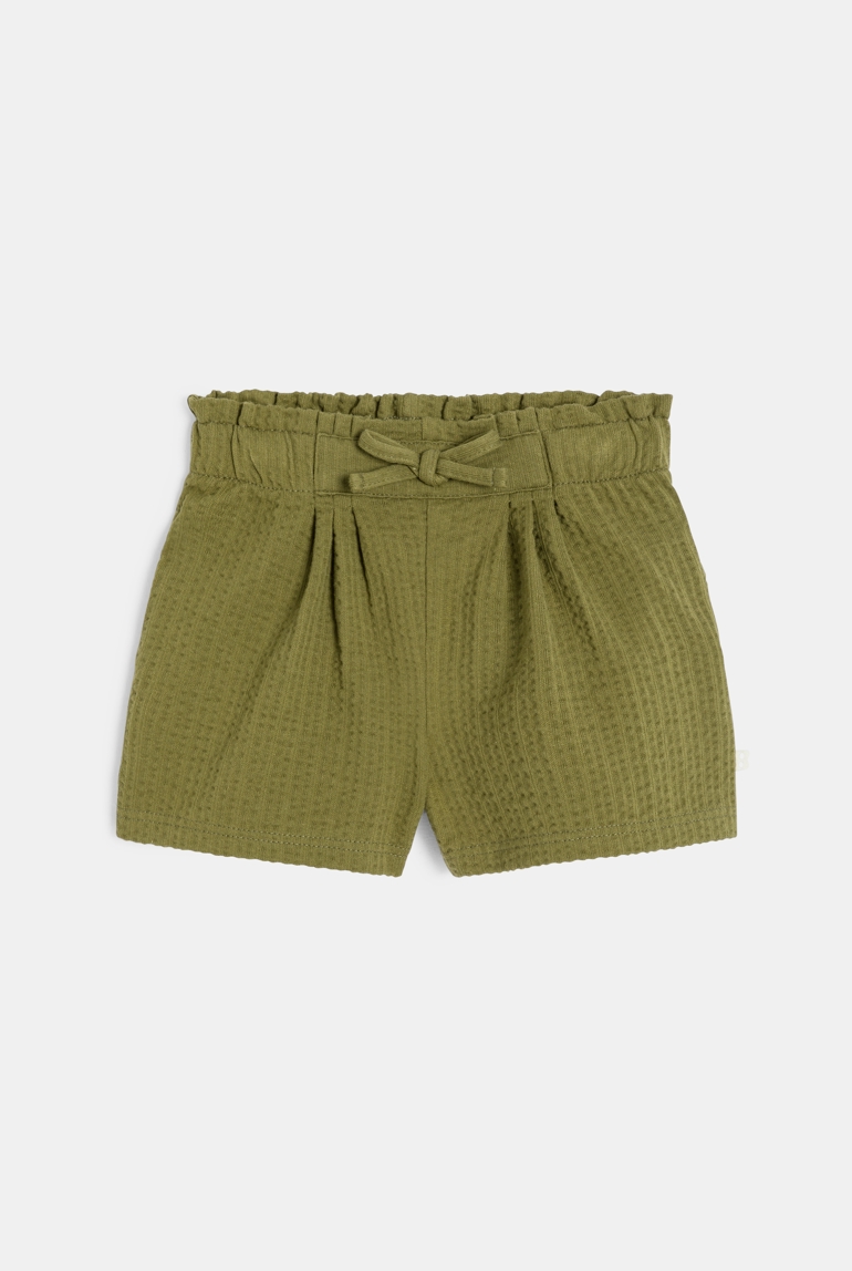 Short taille haute coton fantaisie vert bébé fille 1