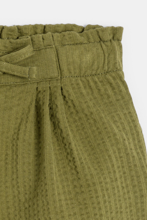 Short taille haute coton fantaisie vert bébé fille