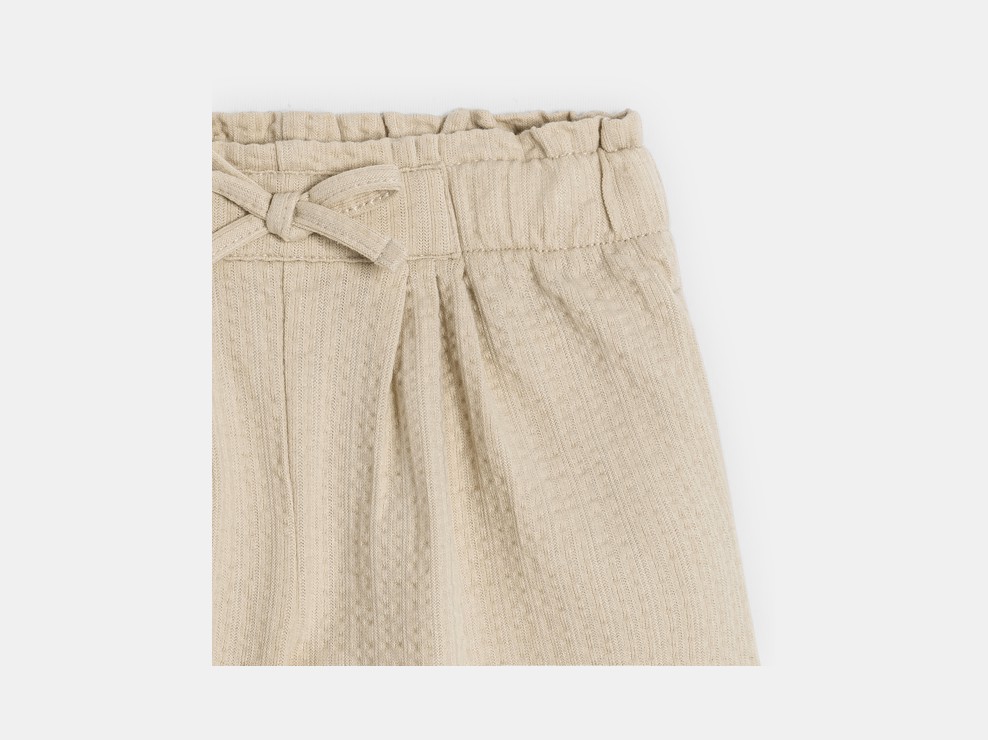 Short taille haute coton fantaisie beige bébé fille 2