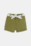 Short twill de coton à volants vert kaki bébé fille 1