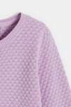 Gilet maille tricot fantaisie mauve bébé fille 2