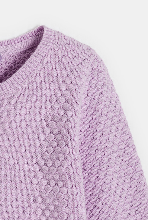 Gilet maille tricot fantaisie mauve bébé fille