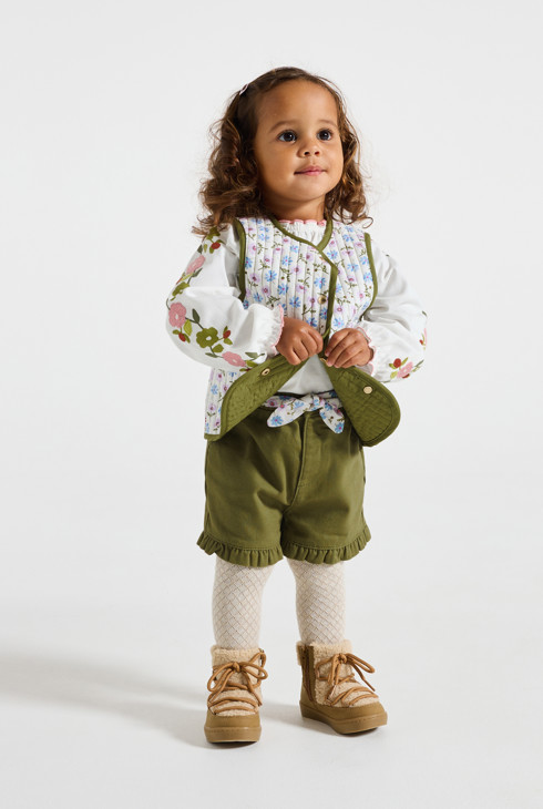 Gilet sans manches réversible vert bébé fille 1