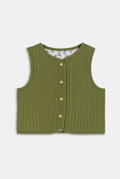 Gilet sans manches réversible vert bébé fille