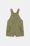 Salopette courte et tee-shirt fleuri vert kaki bébé fille 2