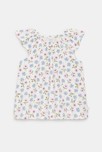 Salopette courte et tee-shirt fleuri vert kaki bébé fille 3