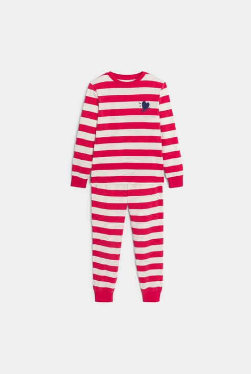 Pyjama rayé fille rouge 1