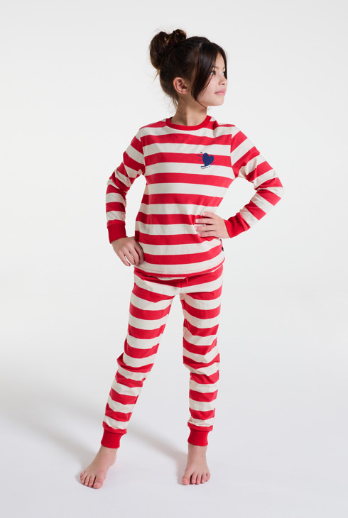 Crvena prugasta pidžama za djevojčice 1