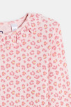 Pijama de canalé de punto jersey de 2 piezas leopardo rosa 2