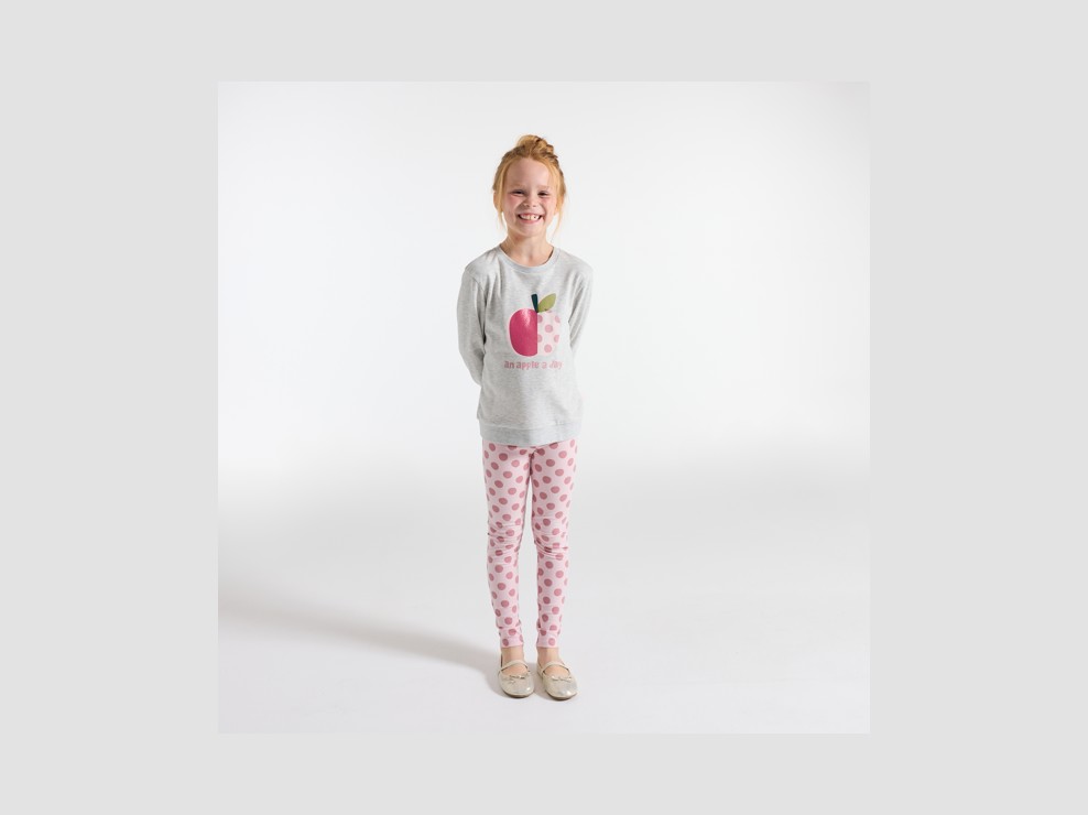 Pyjama à message en molleton 2 pièces gris Fille 1