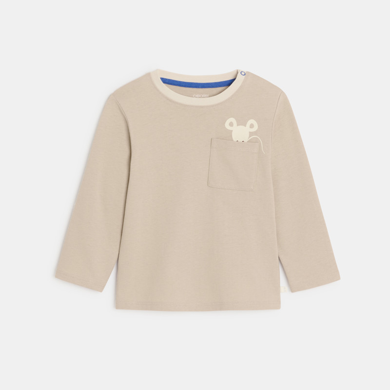 T-shirt beige con motivo di animali neonato