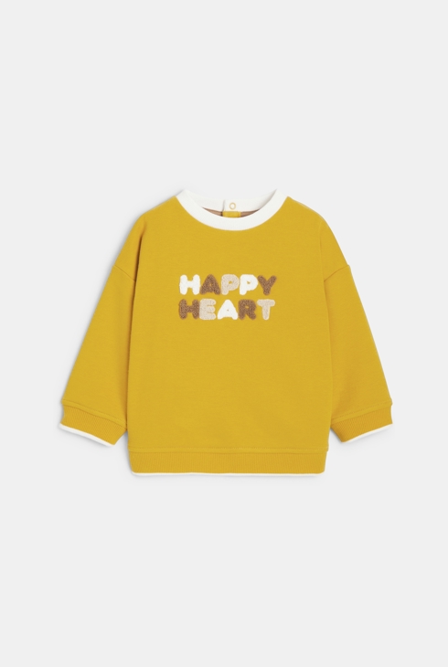 Pull en maille à message jaune bébé garçon