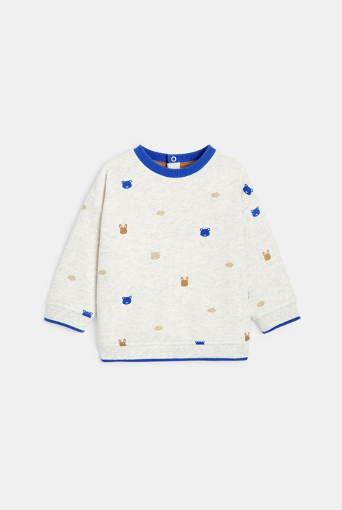 Pull en maille animaux gris bébé garçon