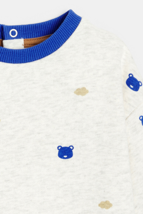 Pull en maille animaux gris bébé garçon