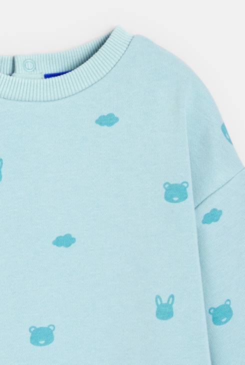 Pull en maille animaux bleu bébé garçon