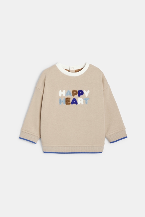 Pull en maille à message beige bébé garçon