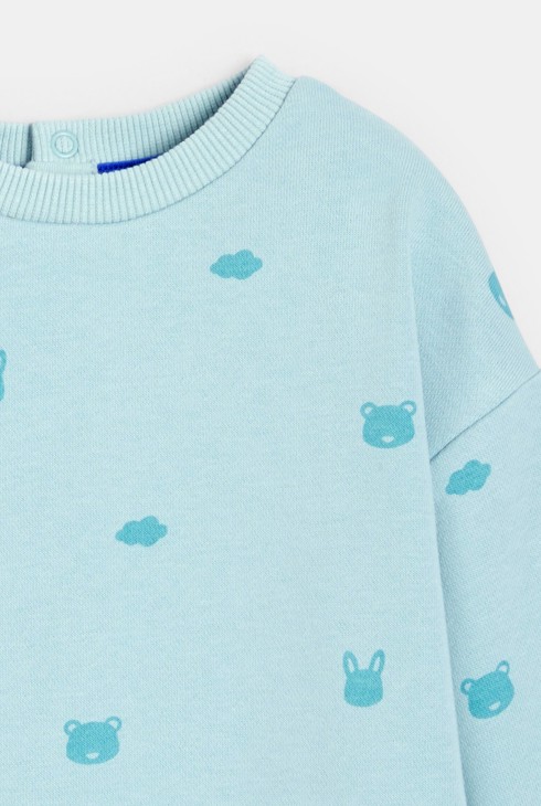 Sweat en maille animaux bleu bébé garçon