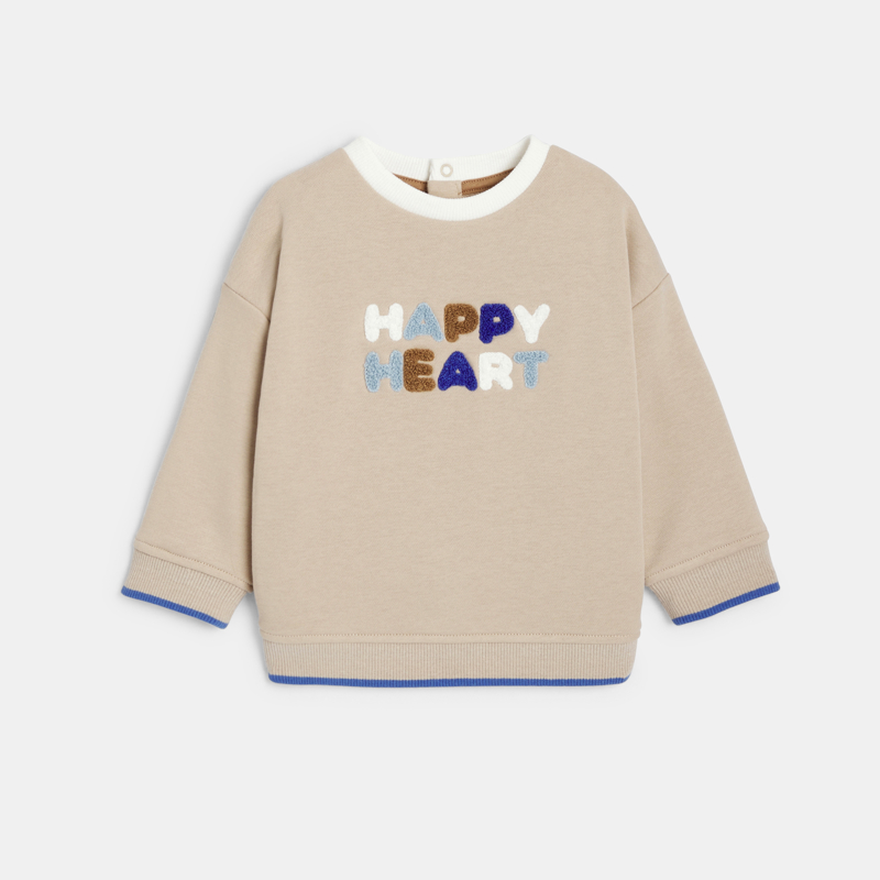Sweatshirt mit Schriftzug beige Kleinkind Junge