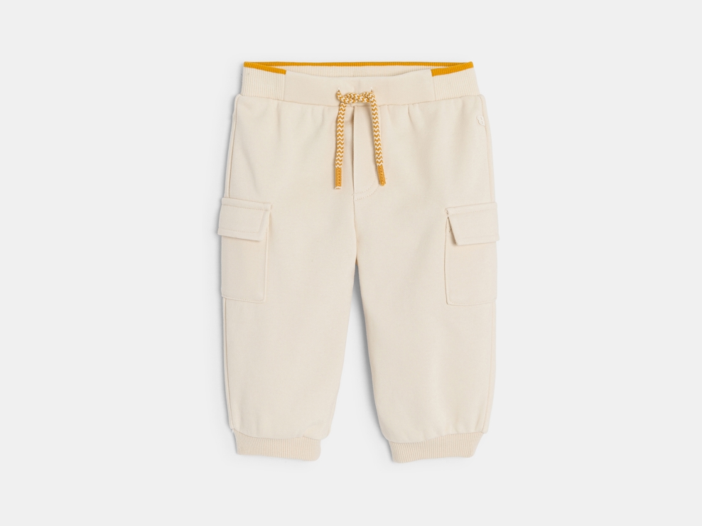 Pantalón de jogging muletón beige bebé niña 1