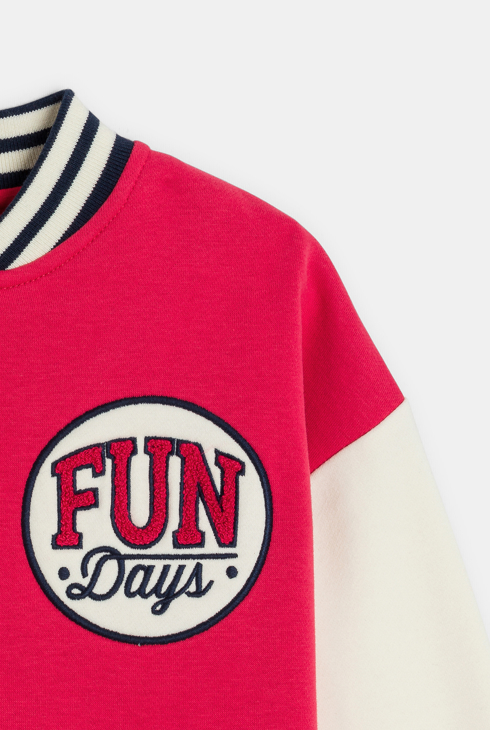 Sweat-shirt teddy campus rouge Fille