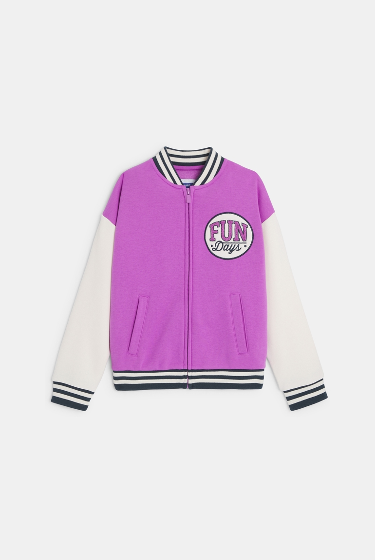 Sudadera teddy universitaria violeta niña 1