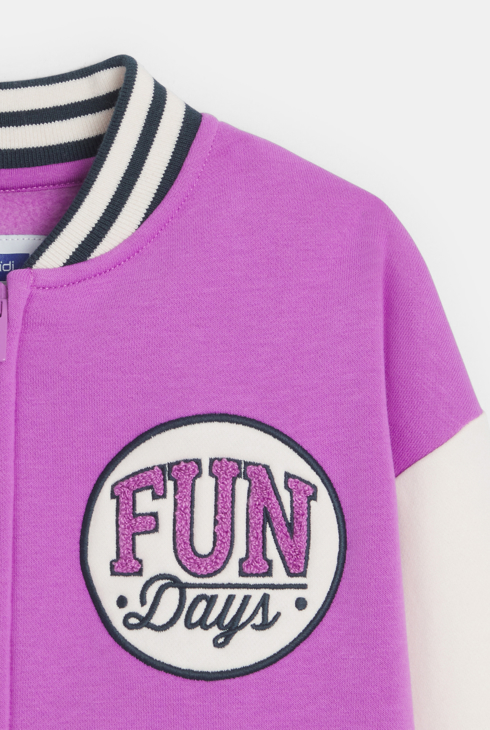 Sweat-shirt teddy campus violet Fille