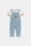 Salopette longue rayée et t-shirt lapin bleu bébé garçon