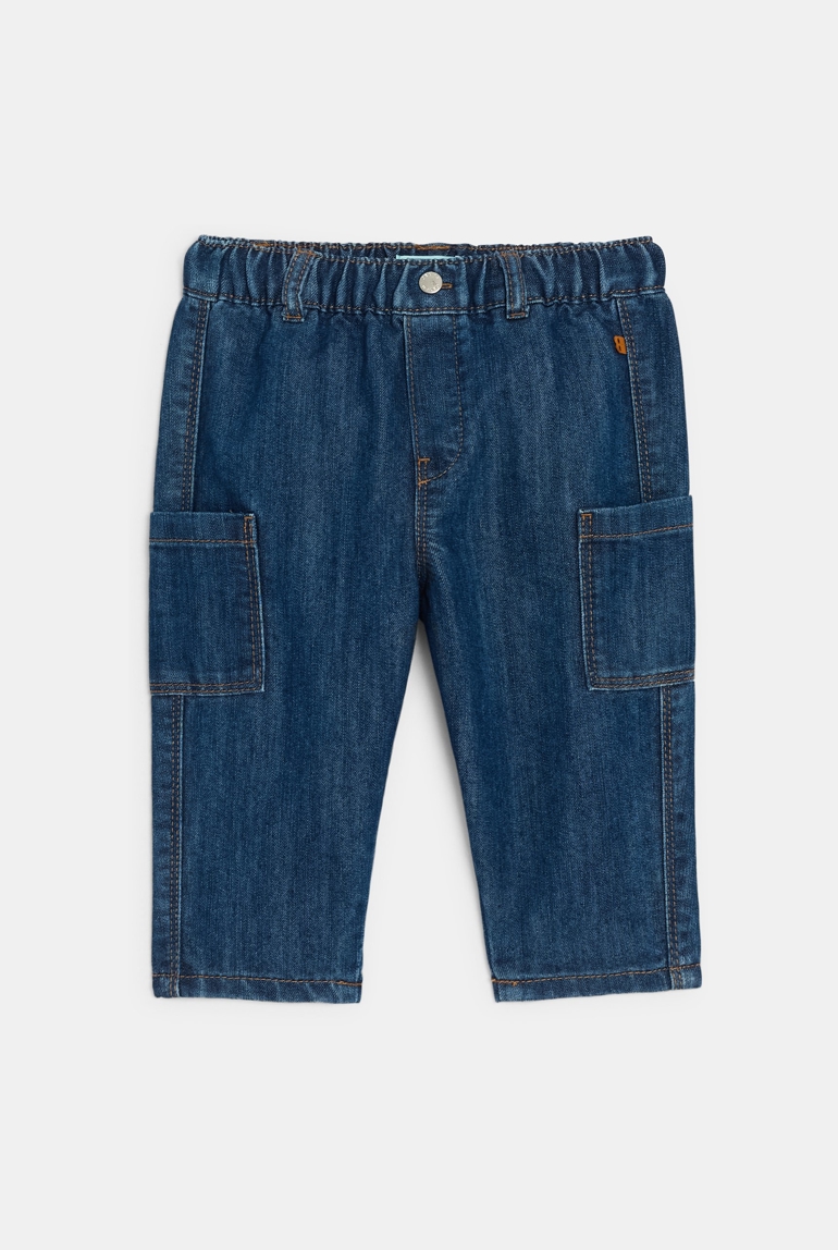 Pantalon cargo denim bleu bébé garçon 1