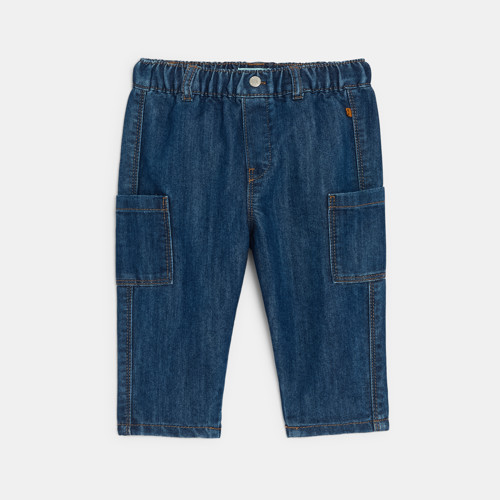 Pantalon Cargo Denim Bleu Bébé Garçon - Denim Dark Blue - 23M - OBAIBI