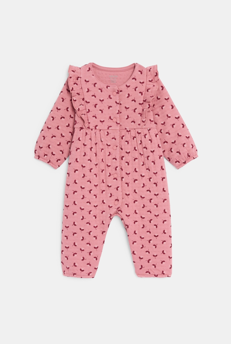 Combi longue fleurie rose bébé fille 1