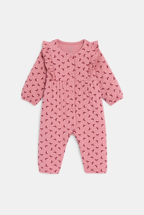 Combi longue fleurie rose bébé fille 1