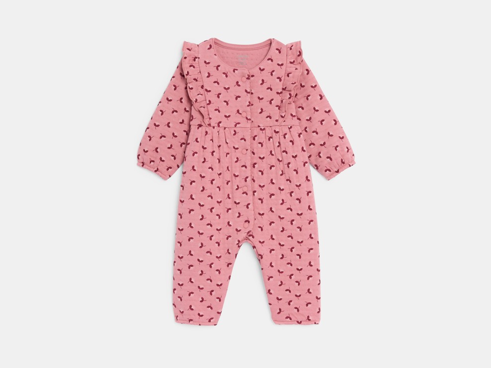 Combi longue fleurie rose bébé fille 1