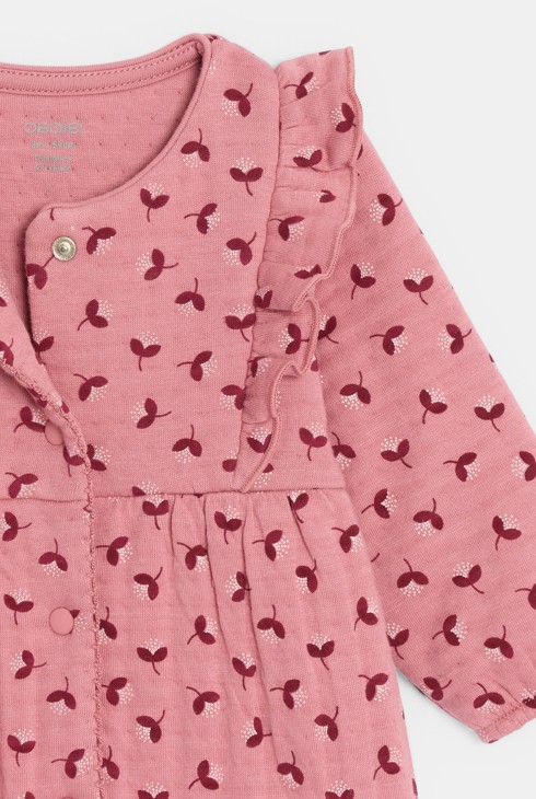 Langer rosa Overall mit Blumen Kleinkind Mädchen 2