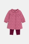 Robe fleurie coton fantaisie et legging rose bébé fille