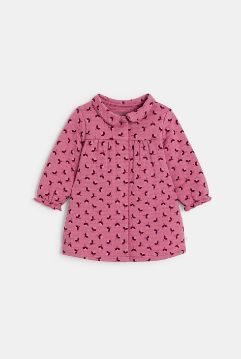Robe fleurie coton fantaisie et legging rose bébé fille 2