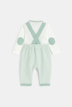 Salopette longue coton fantaisie rayé et body vert bébé garçon 4