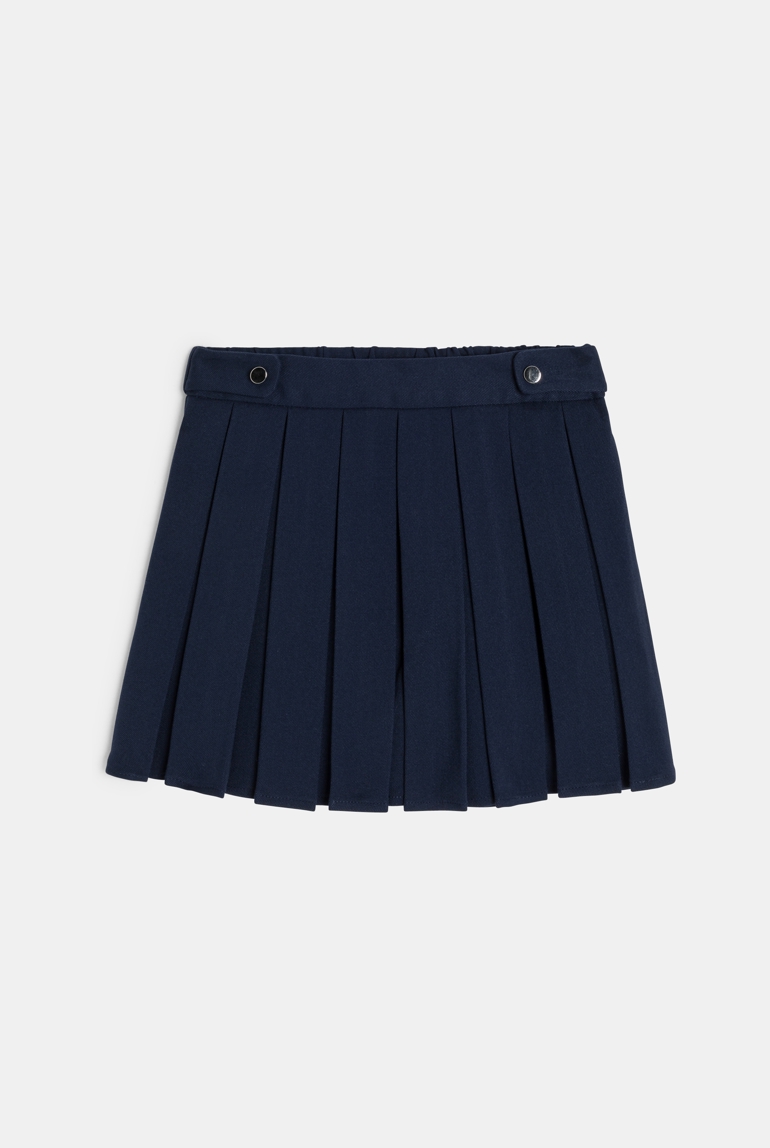 Jupe courte plissée bleu marine Fille 1