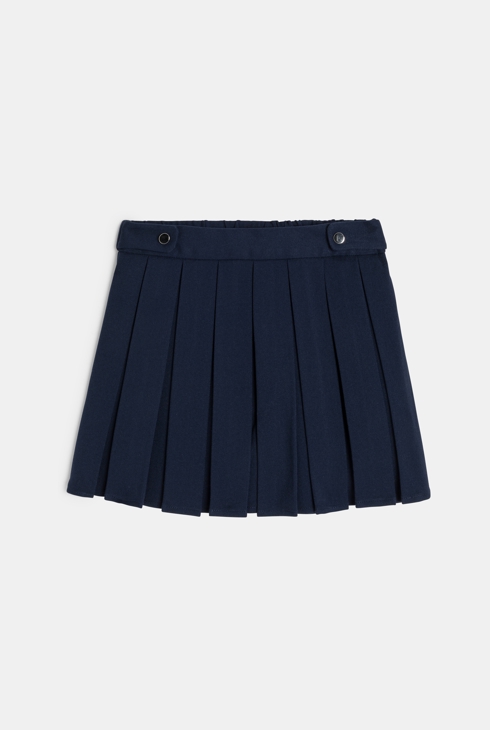Jupe courte plissée bleu marine Fille 1