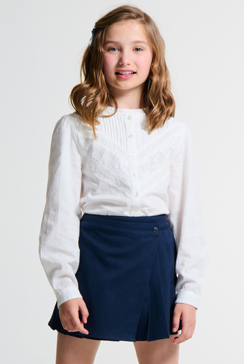 Jupe-short plissée bleu marine Fille 1